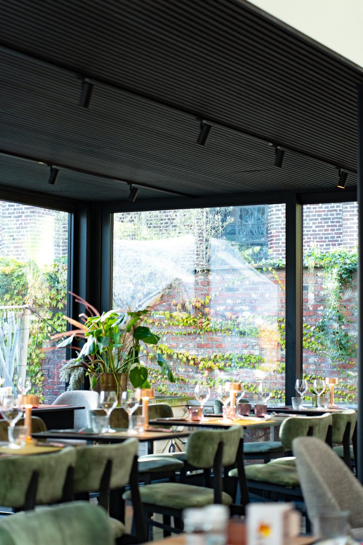 Natural ambiance with garden views through large windows