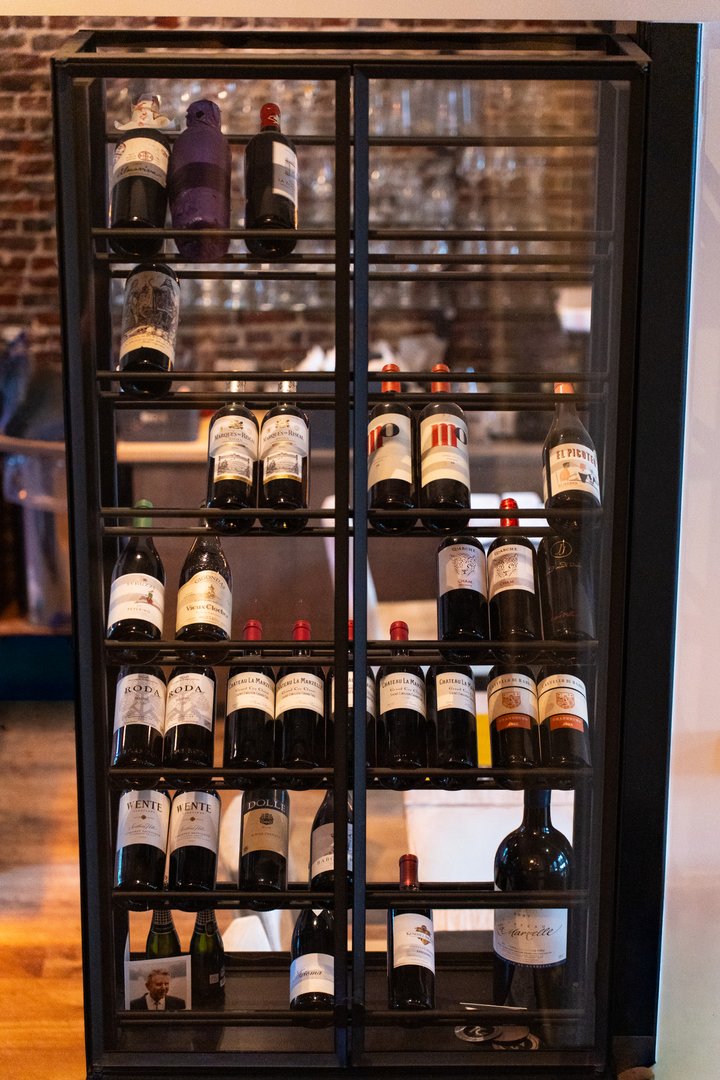 Premium wine selection with various bottles